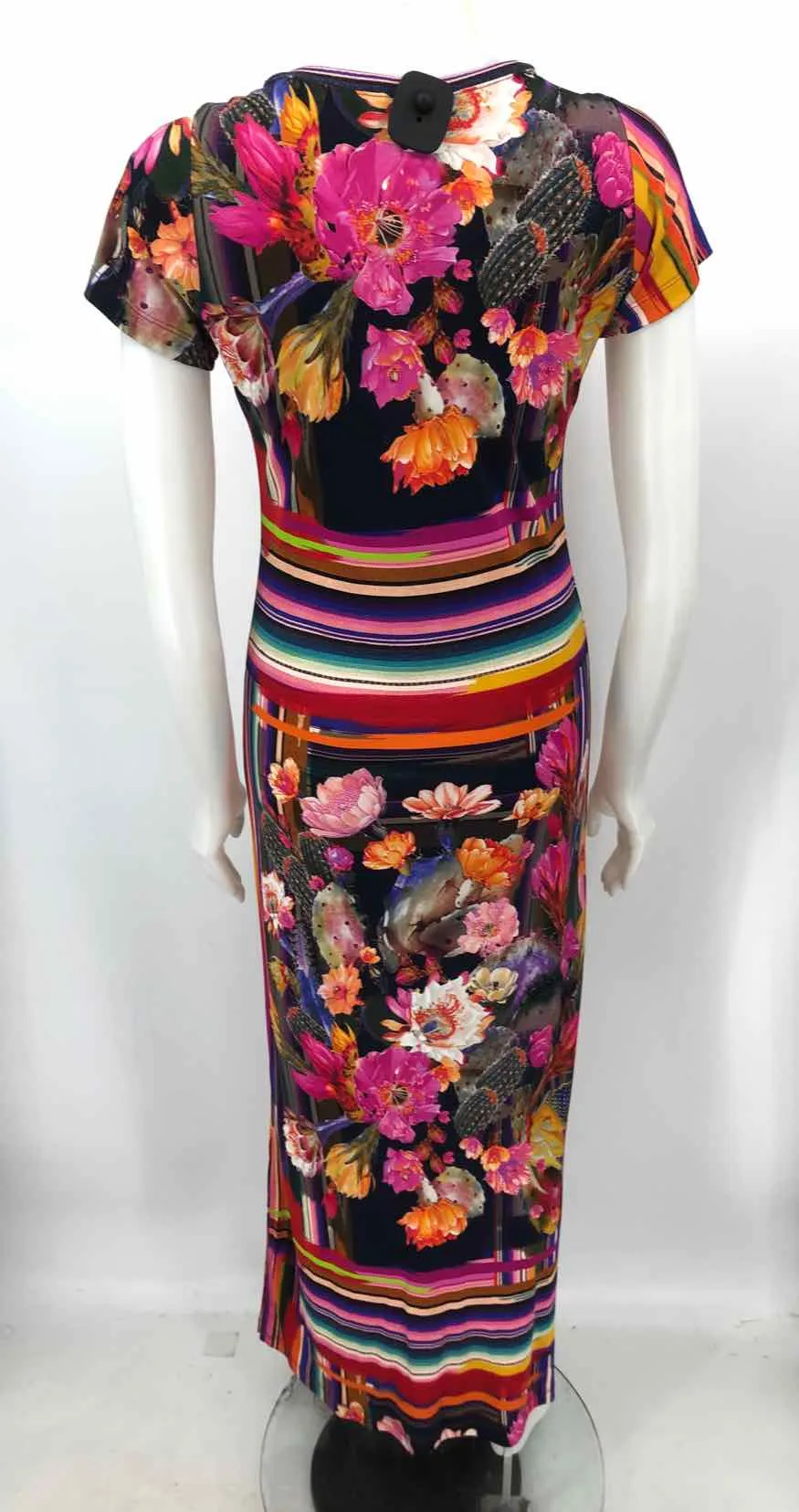 Pink Navy Multi-Color Print Short Sleeves Dress