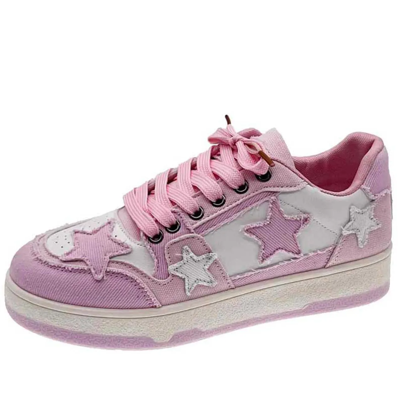 Pink star pattern print casual shoes