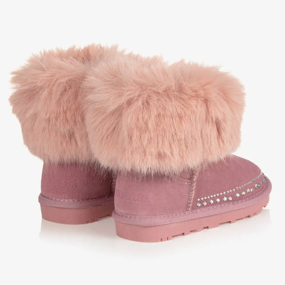 Pink Suede Boots for Girls