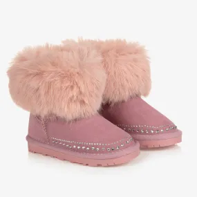 Pink Suede Boots for Girls