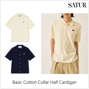 Plain Cotton Logo Cardigans - Street Style - SATUR