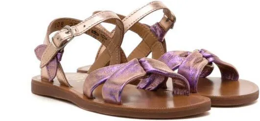 Purple Metallic-Finish Open-Toe Sandals by Pom D'api