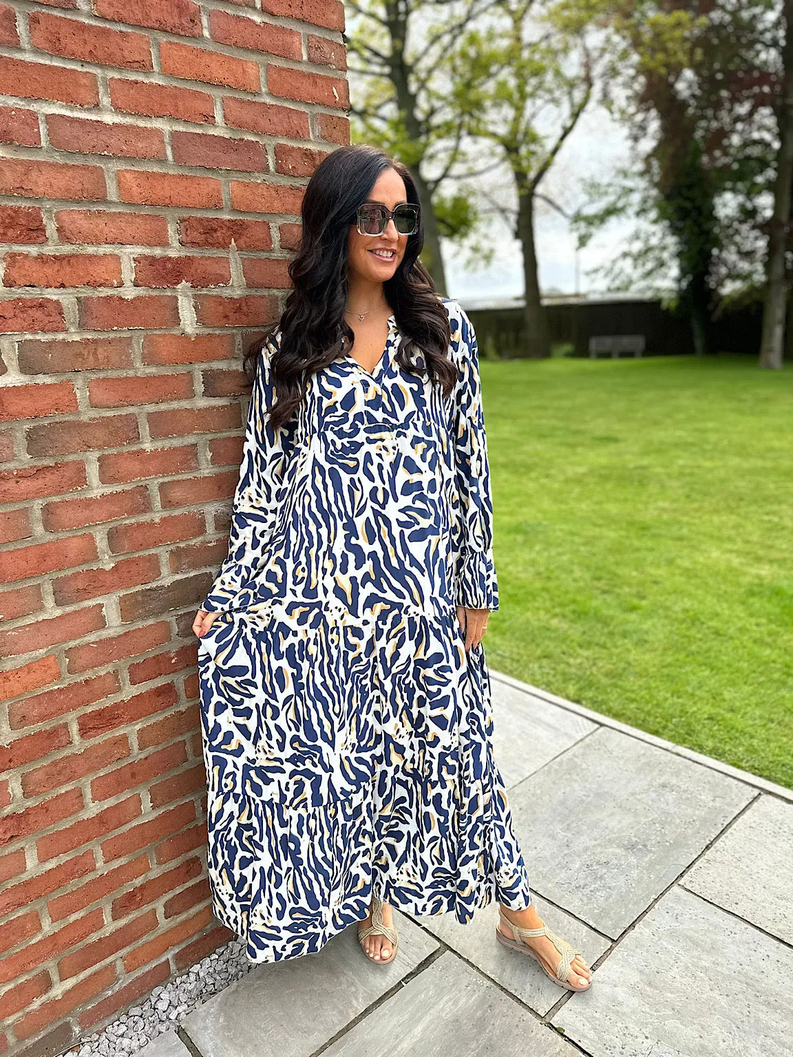 Printed Navy Maxi Dress - Suzie