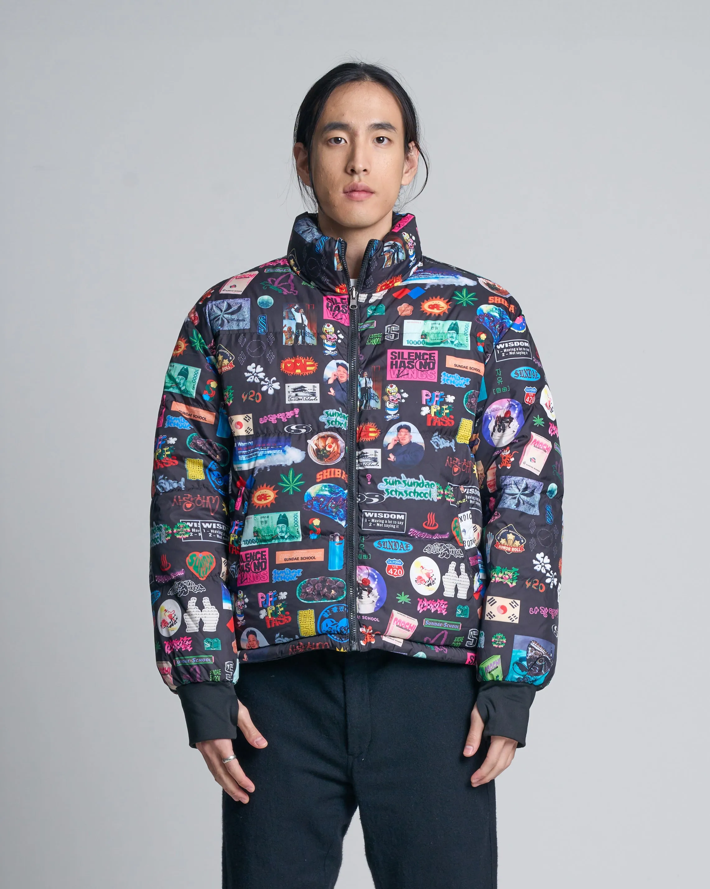 Reversible Puffer Jacket - Archive Collage Design