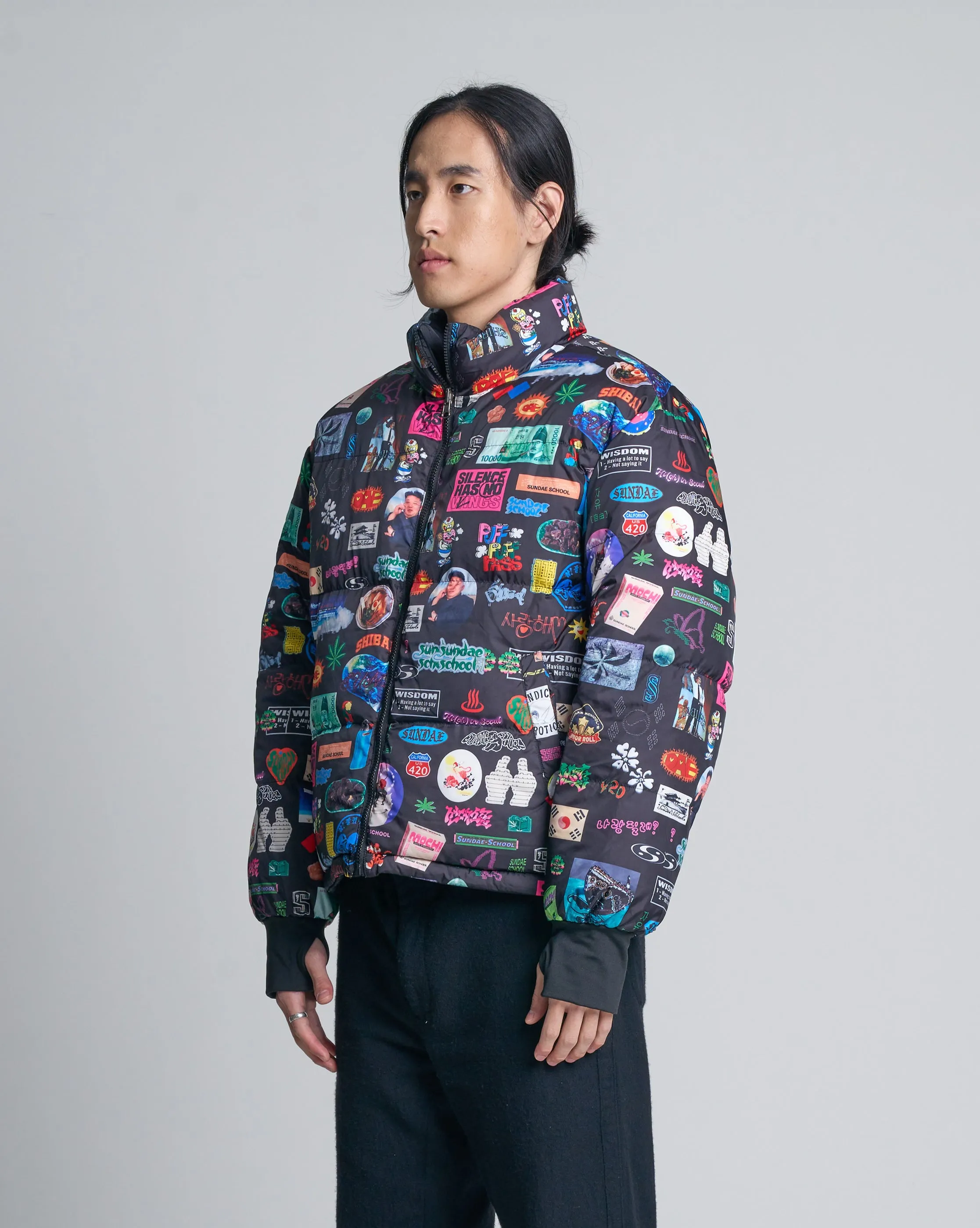 Reversible Puffer Jacket - Archive Collage Design