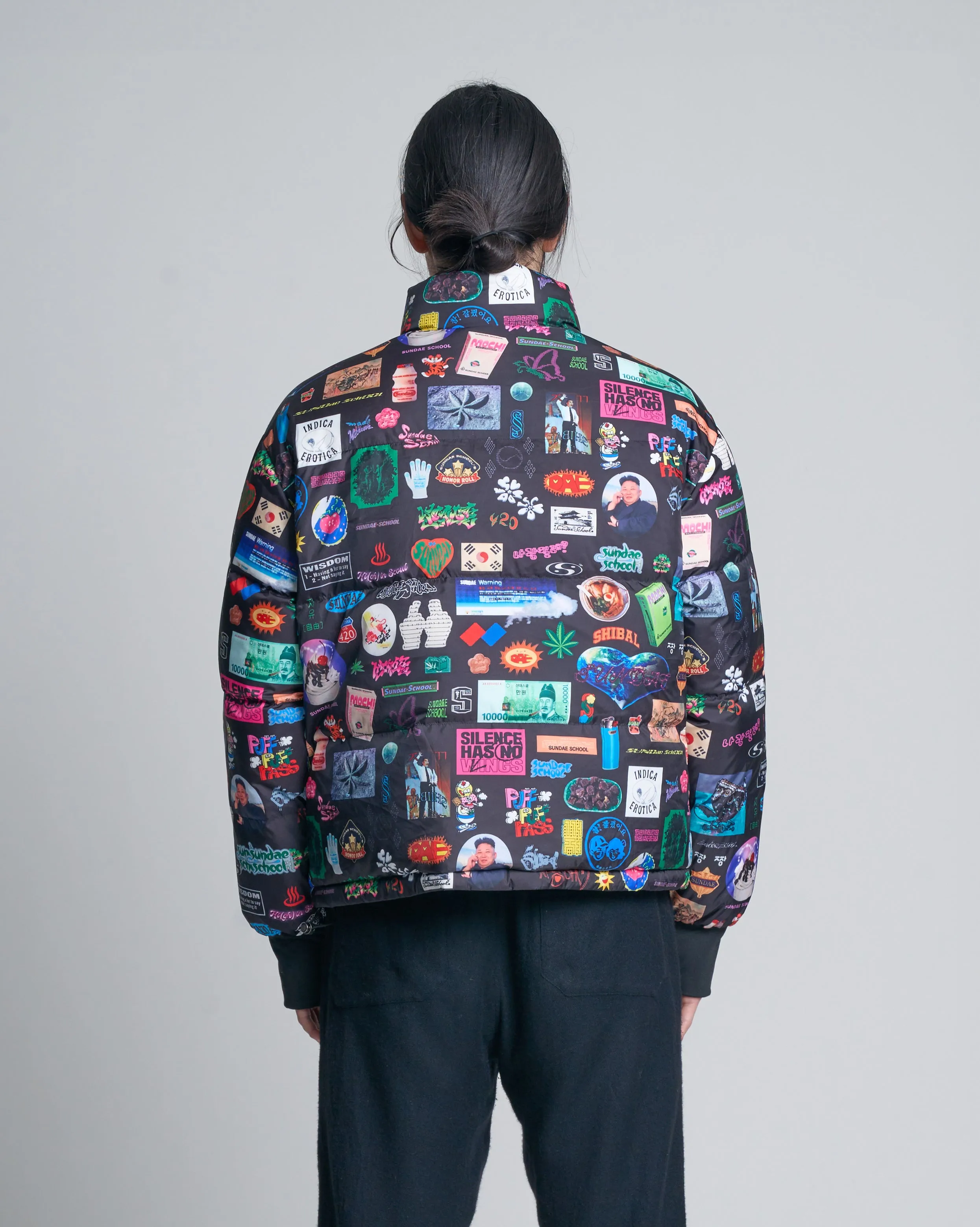 Reversible Puffer Jacket - Archive Collage Design