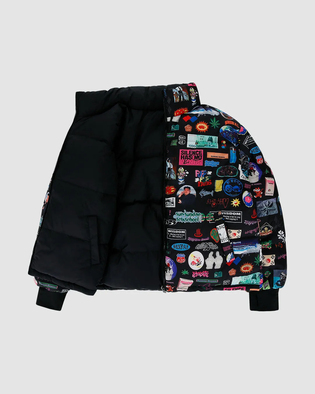 Reversible Puffer Jacket - Archive Collage Design