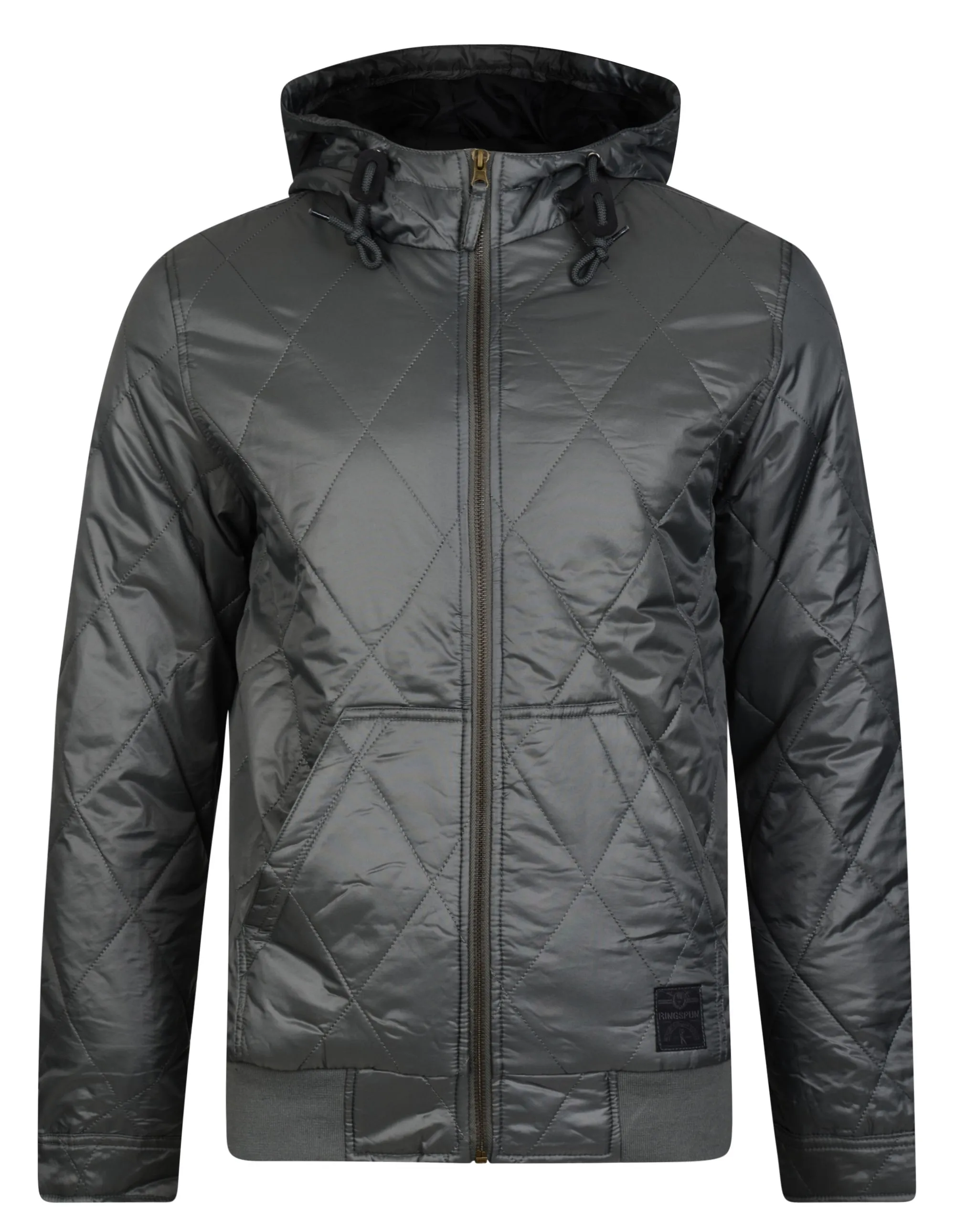 Ringspun Krarup Short Hooded Quilted Jacket in Asphalt Grey