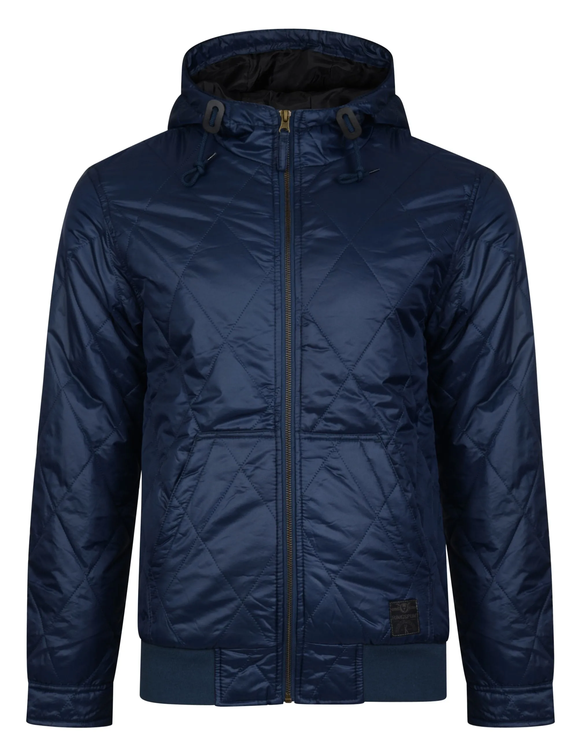 Ringspun Krarup Short Hooded Quilted Jacket in Navy Blue