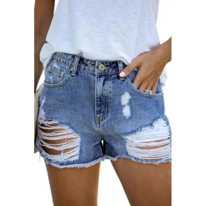 Ripped Denim Shorts