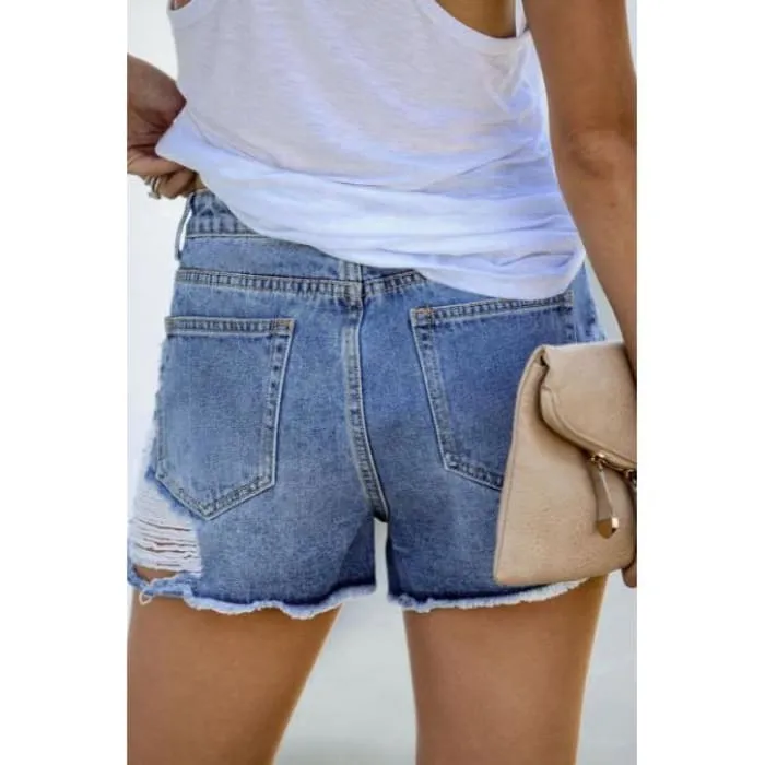 Ripped Denim Shorts