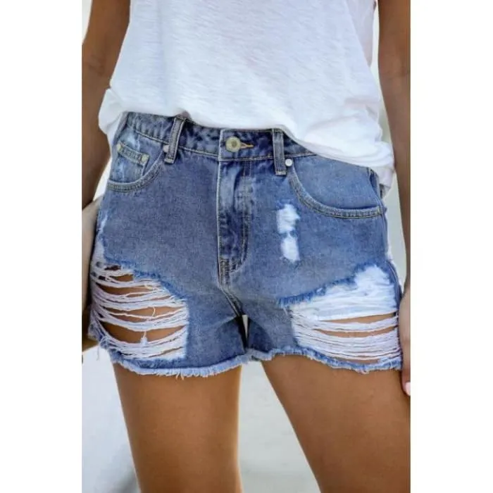 Ripped Denim Shorts