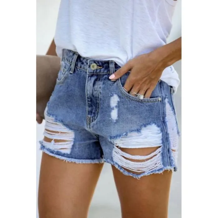 Ripped Denim Shorts