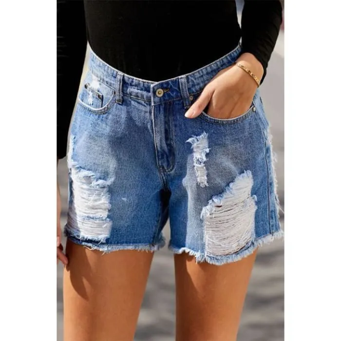 Ripped Denim Shorts