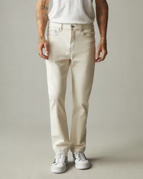 Rugged Straight Leg Pants with Contrast Stitching in Natural Color