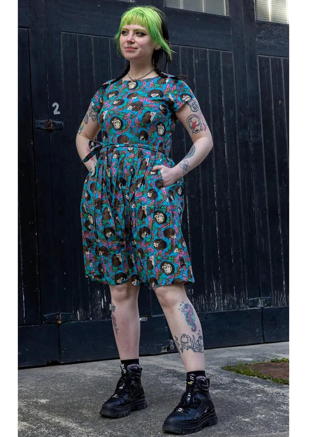 Blue Hedgehog A-Line Dress from Run & Fly