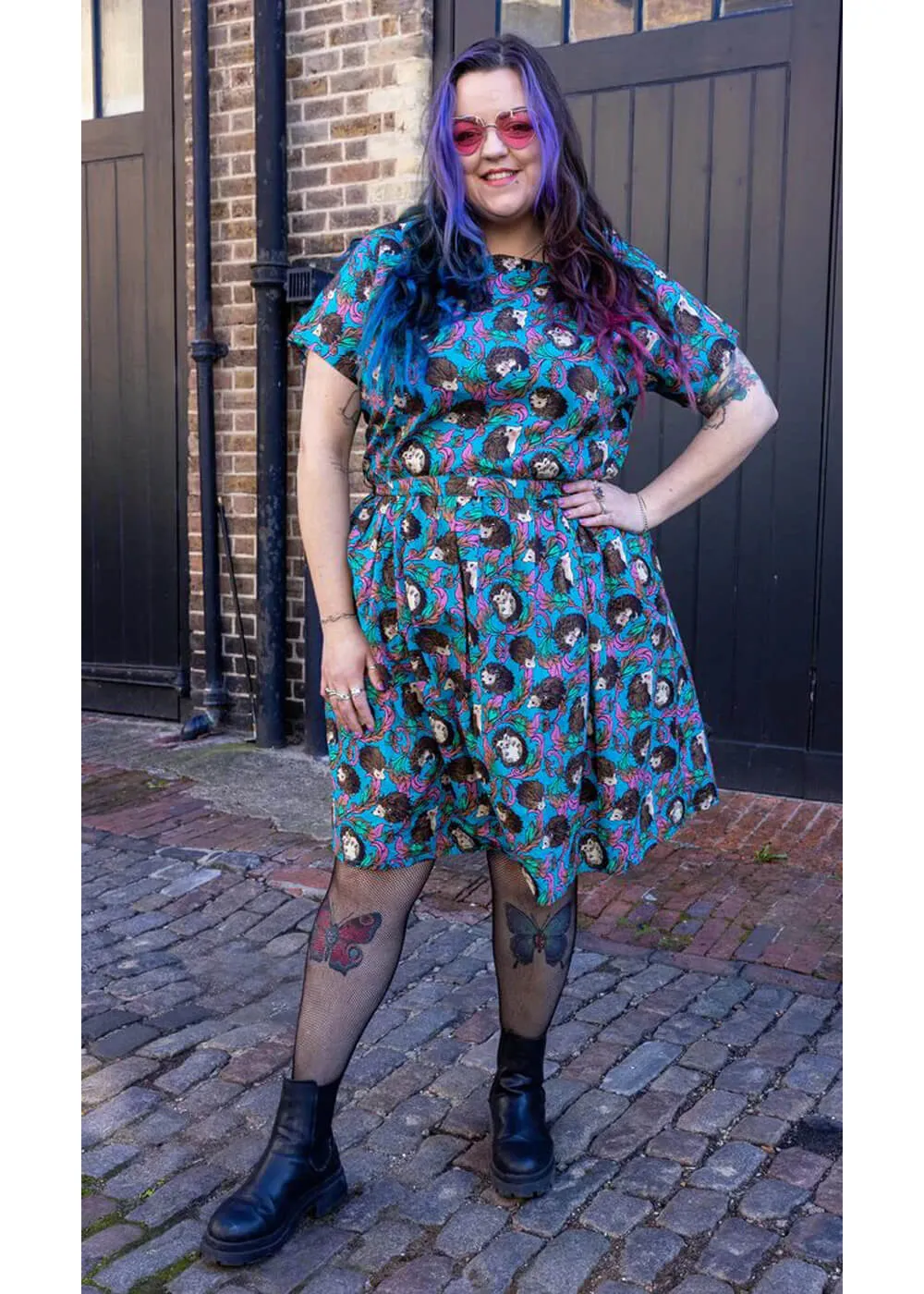 Blue Hedgehog A-Line Dress from Run & Fly