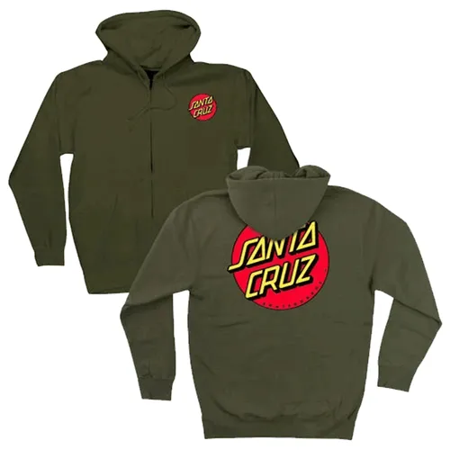 Santa Cruz Classic Dot Army Green Zip Hoodie