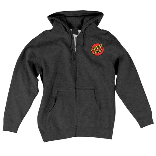 Santa Cruz Classic Dot Charcoal Heather Zip Up Hoodie