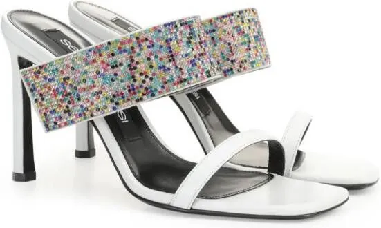 White Sergio Rossi sr Paris 95mm rhinestone-embellished leather sandals