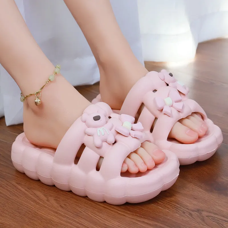 Six Color Soft Bear and Bow Summer Sandals ON885