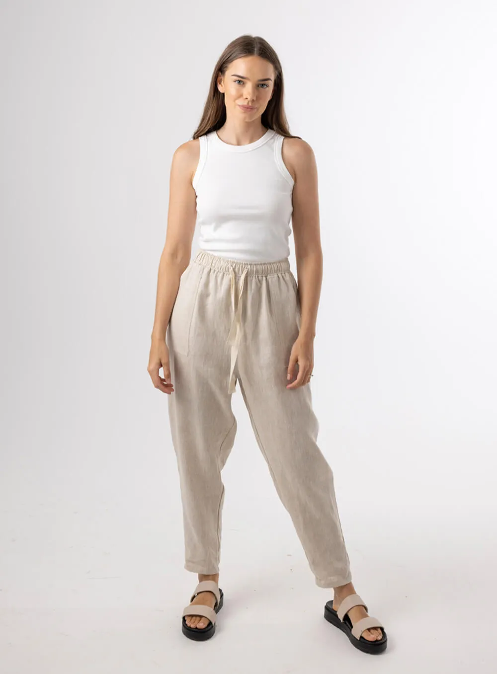 Sloane Linen Pant in Oatmeal