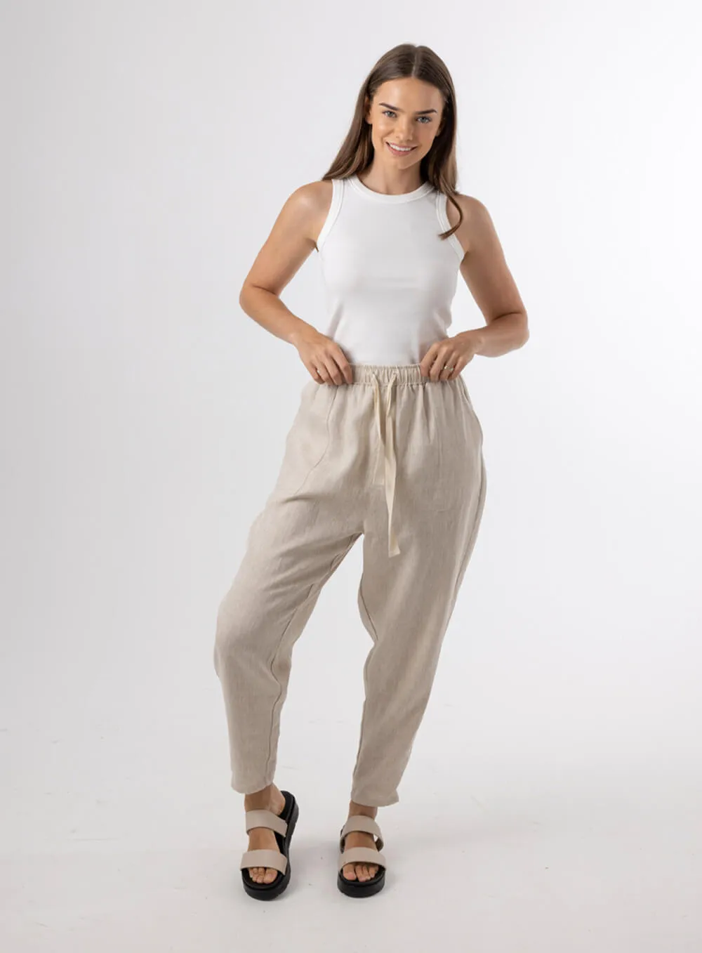 Sloane Linen Pant in Oatmeal