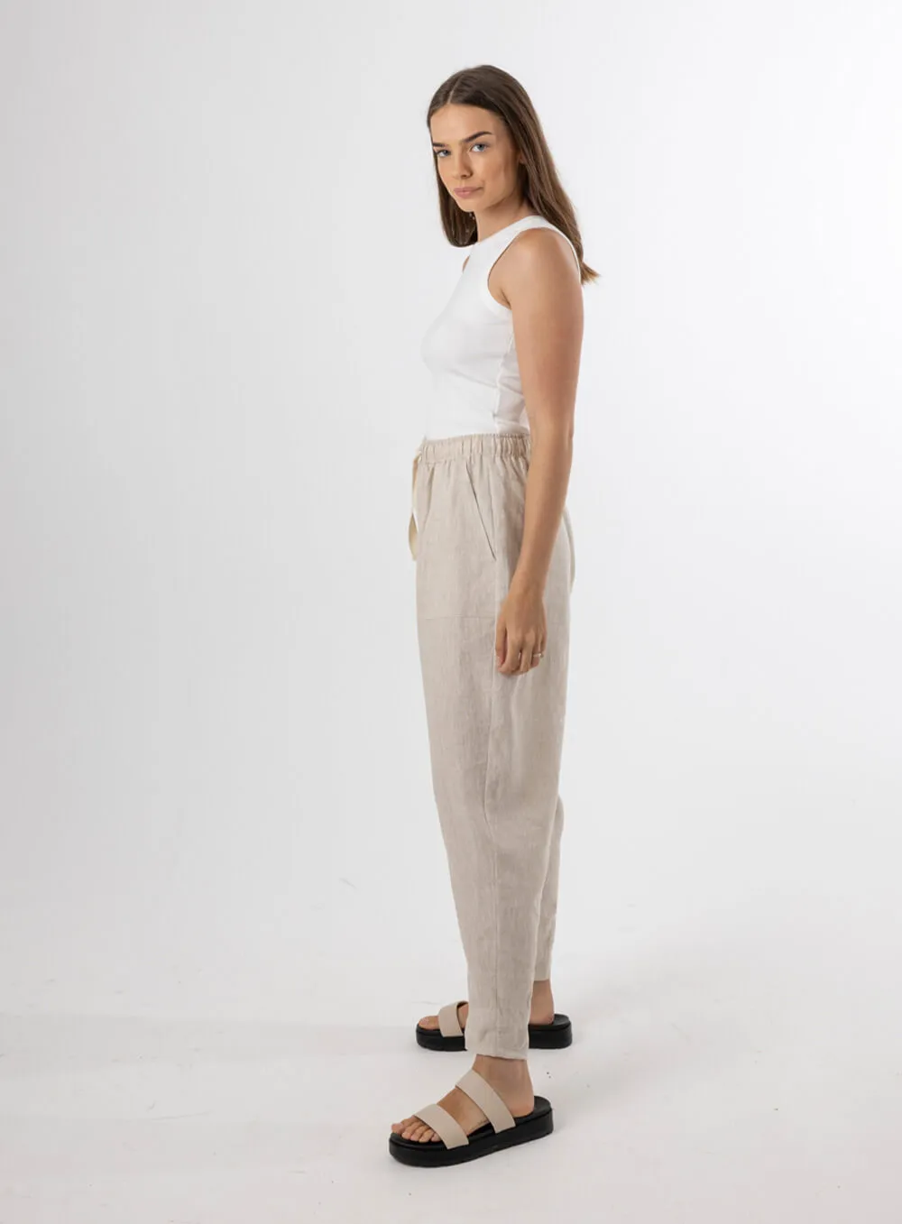 Sloane Linen Pant in Oatmeal