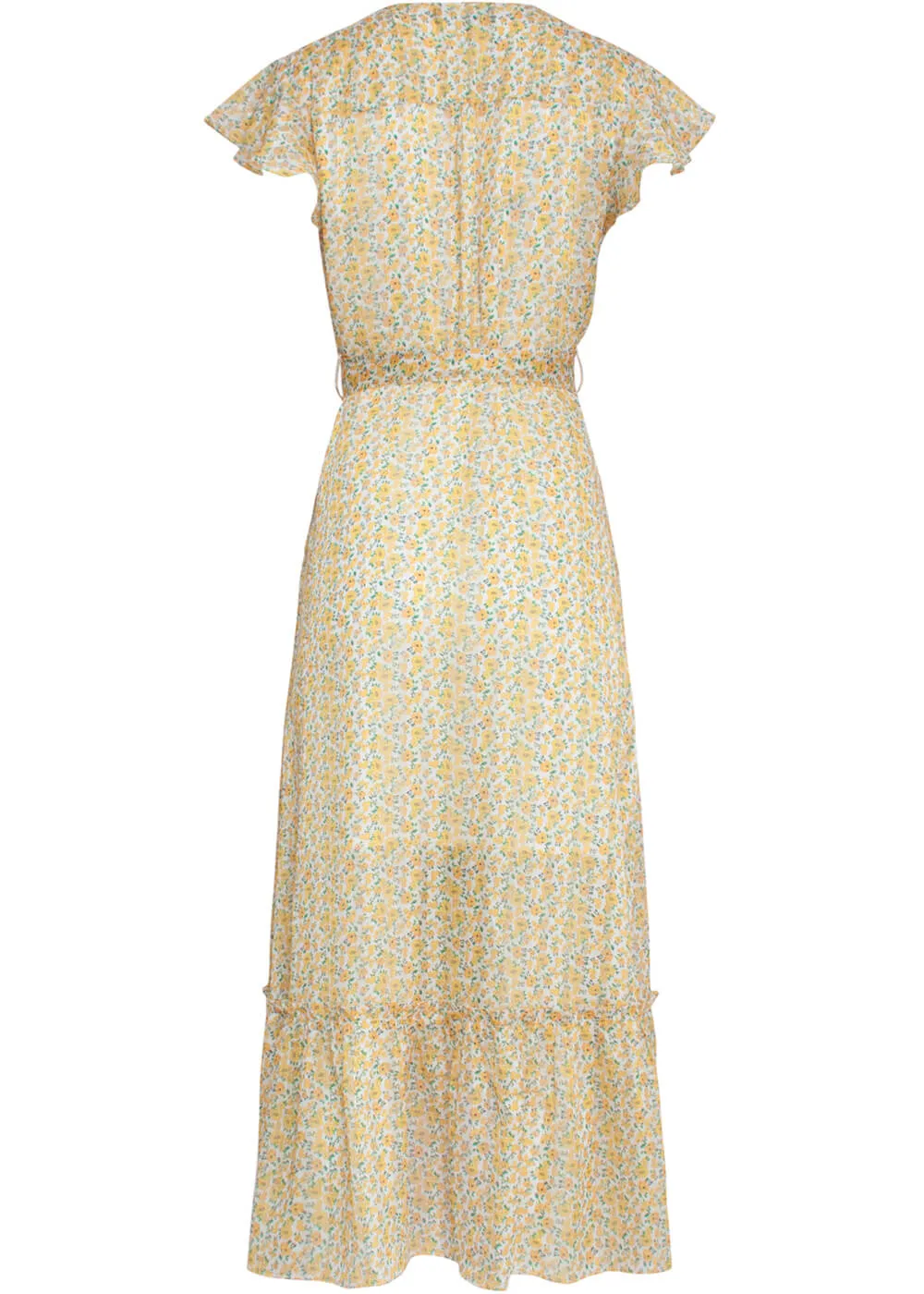 Yellow Smashed Lemon Flower Field 70's Maxi Dress