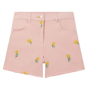 Stella McCartney Pink Embroidered Sunflowers Child Shorts