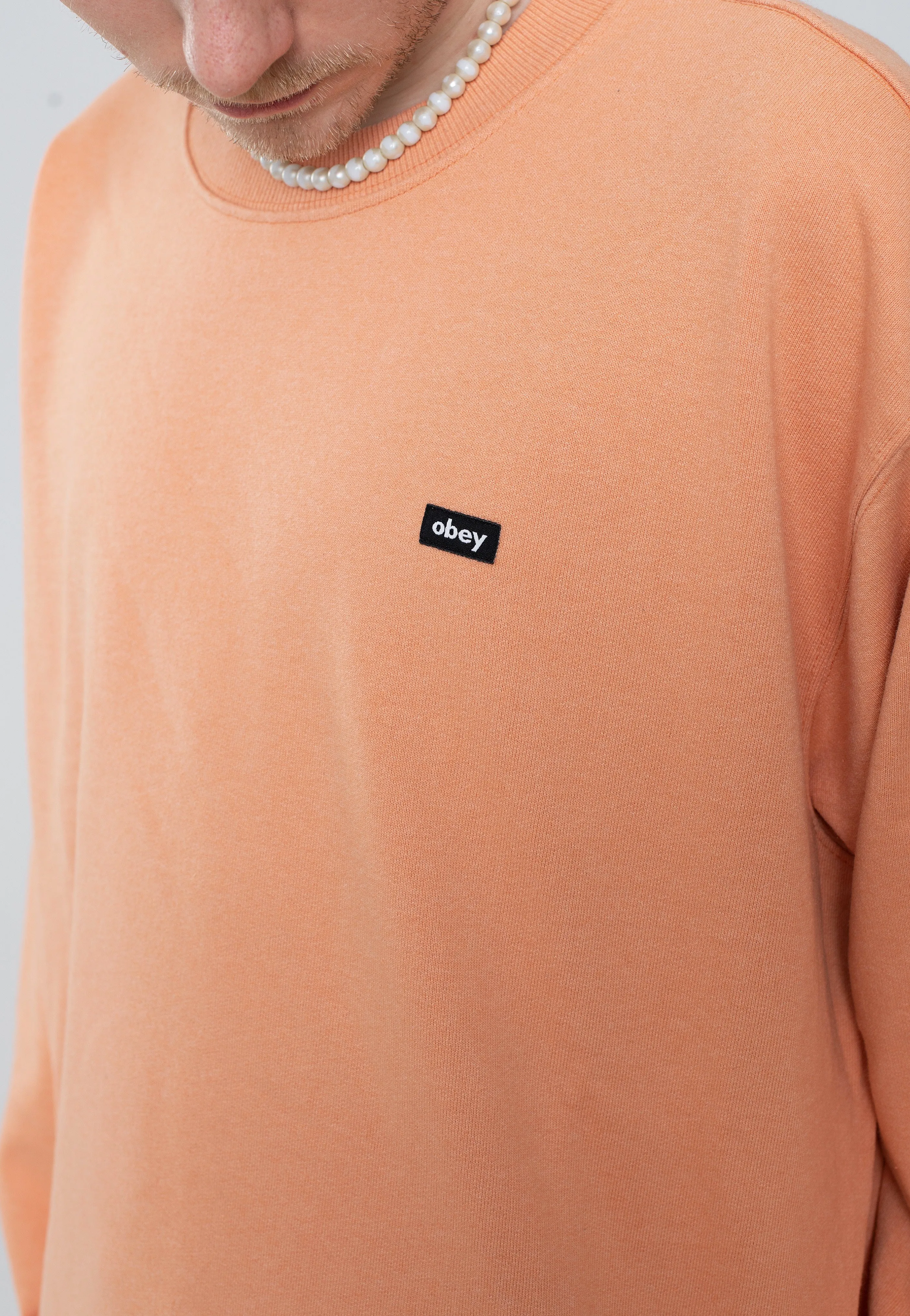 Sunset Coral Pigment Sweater - Recycled Heavy Crew - Timeless Style