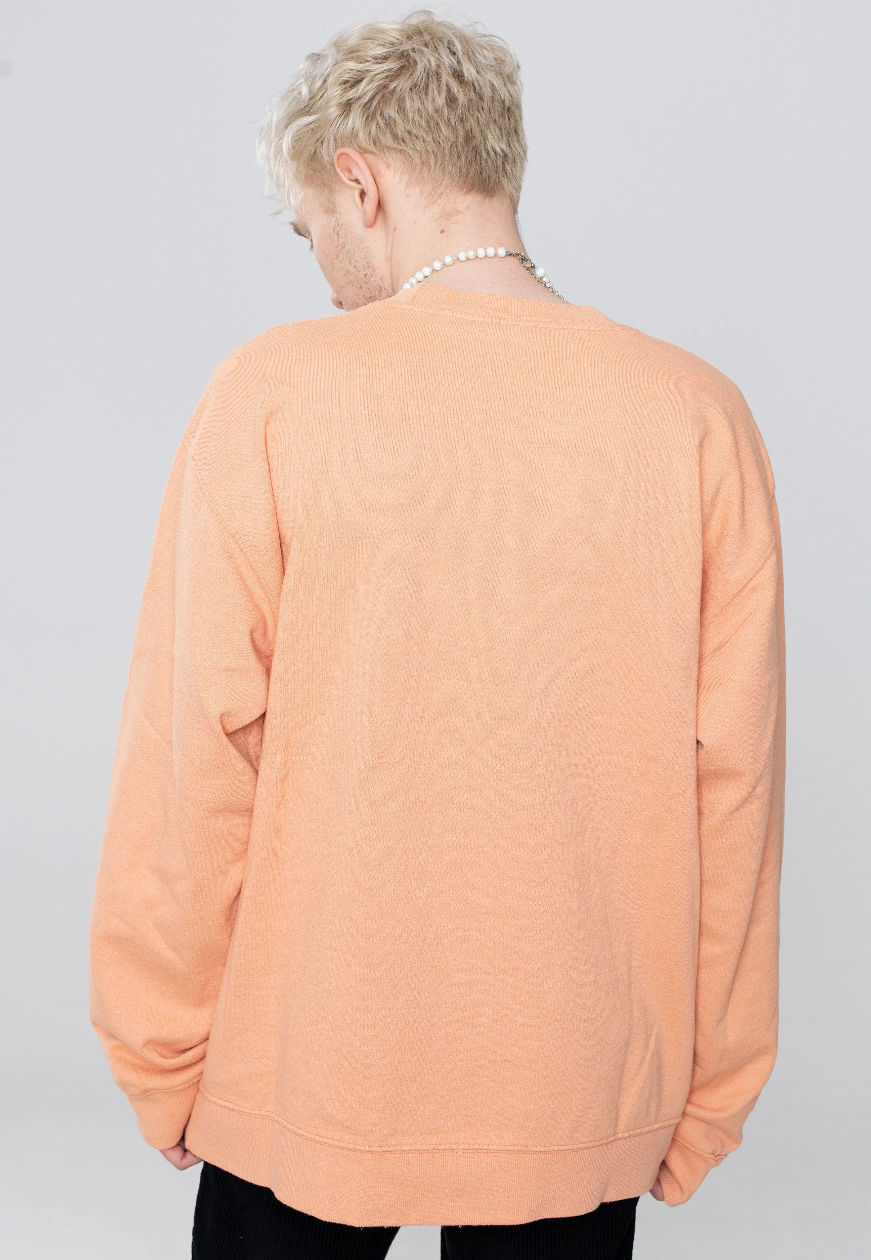 Sunset Coral Pigment Sweater - Recycled Heavy Crew - Timeless Style