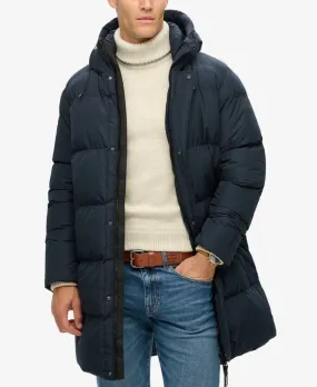 Navy Eclipse Superdry Hooded Sports Puffer Mid Jacket