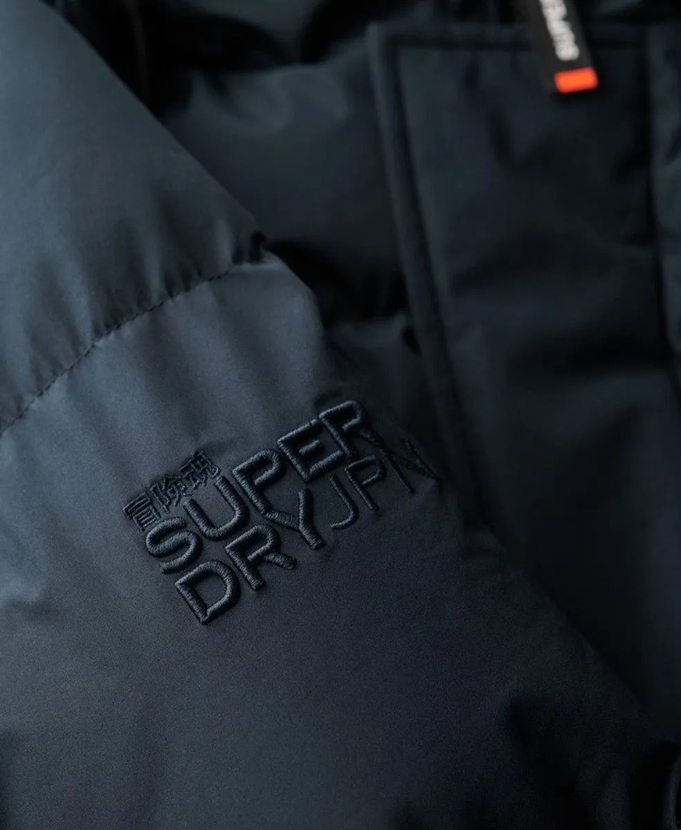 Navy Eclipse Superdry Hooded Sports Puffer Mid Jacket