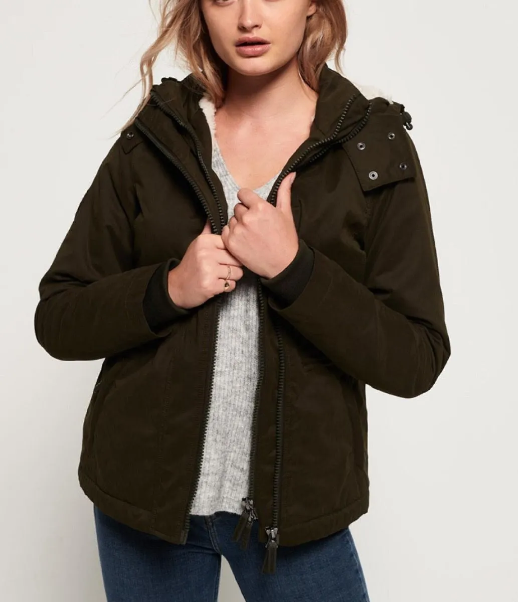 Superdry Women's Snorkel Microfiber Wind Jacket in Army Green