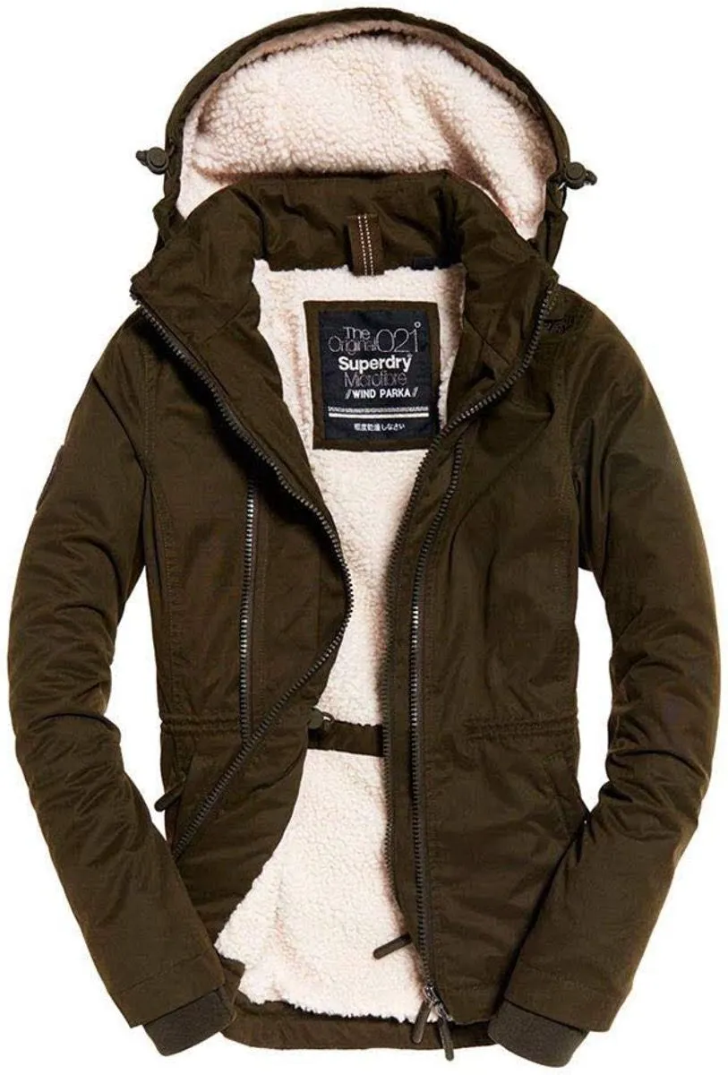 Superdry Women's Snorkel Microfiber Wind Jacket in Army Green