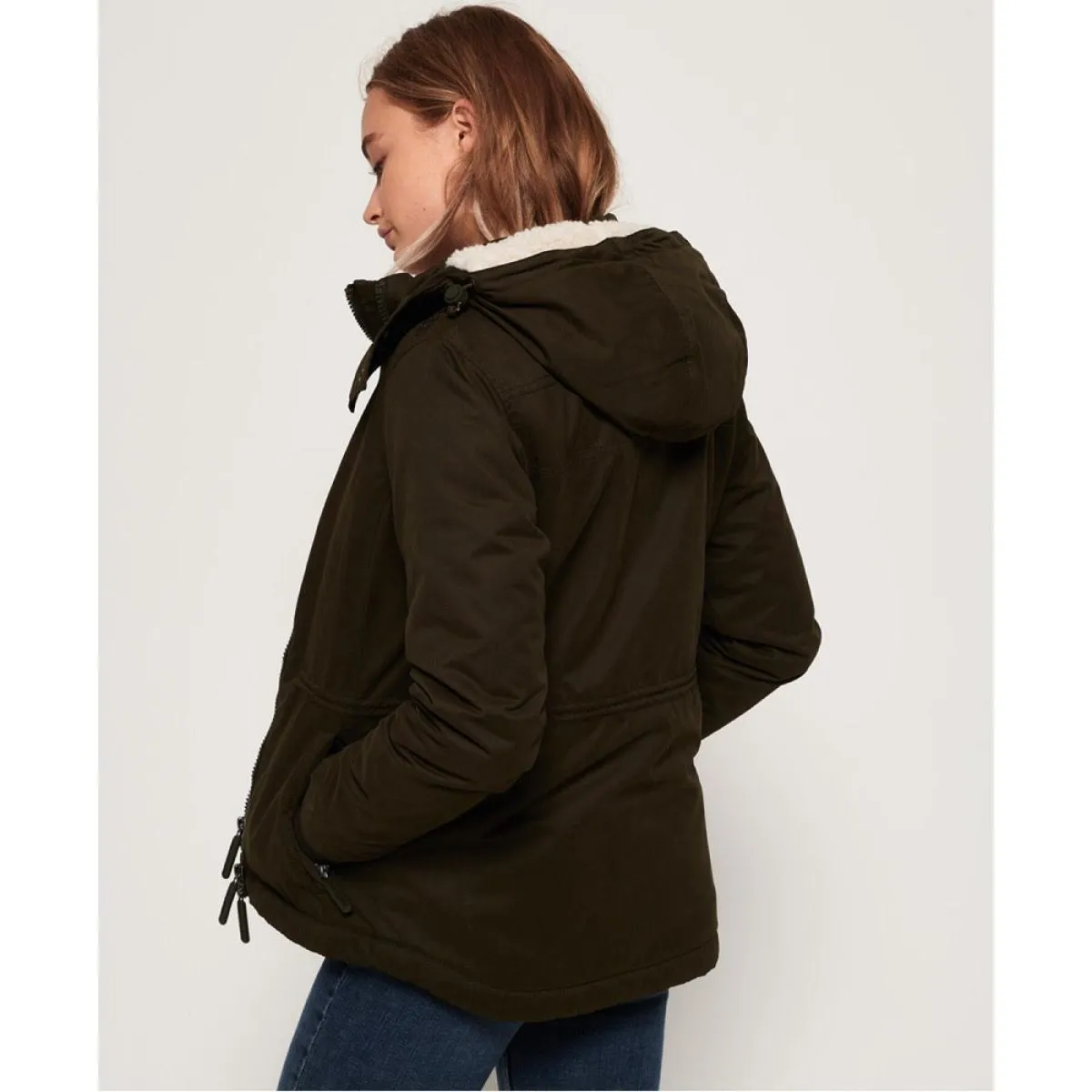 Superdry Women's Snorkel Microfiber Wind Jacket in Army Green