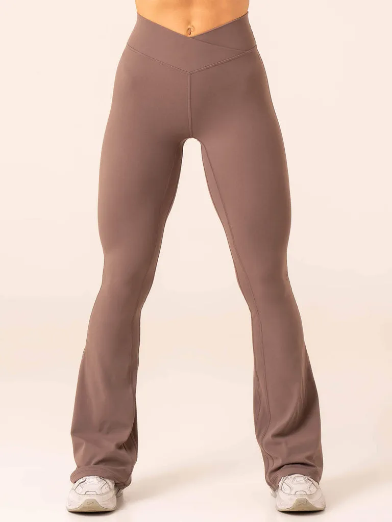 Taupe Cross Over Flared Leggings by NKD