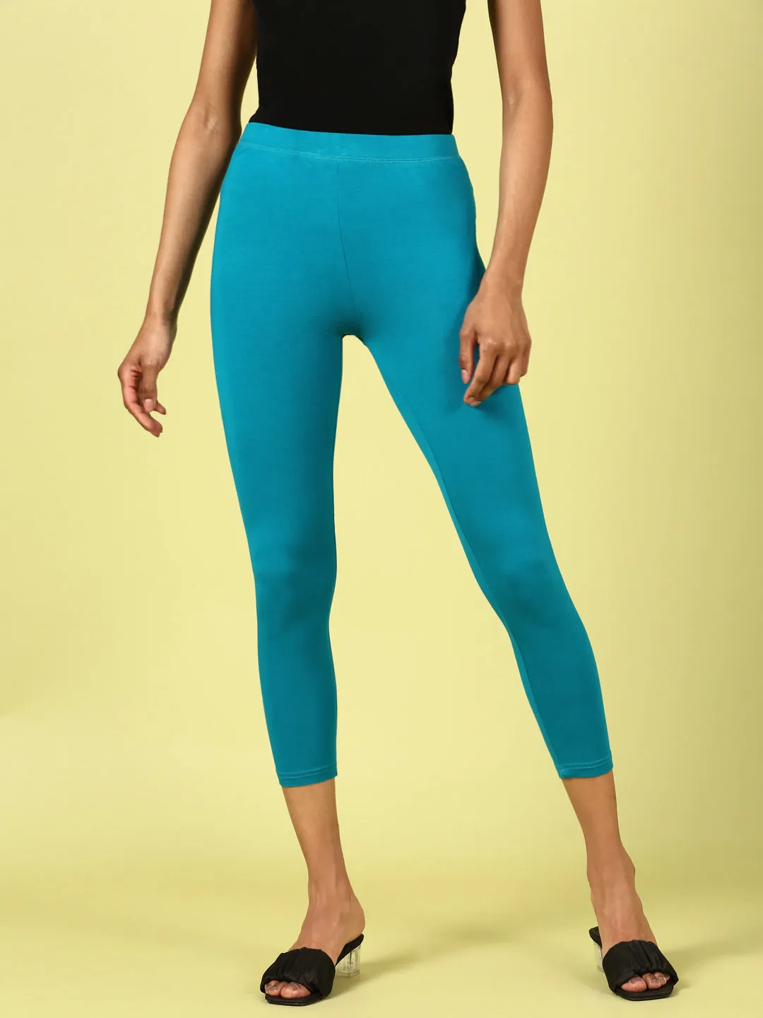 Teal Ankle-length Viscose Leggings