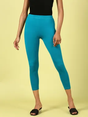 Teal Ankle-length Viscose Leggings