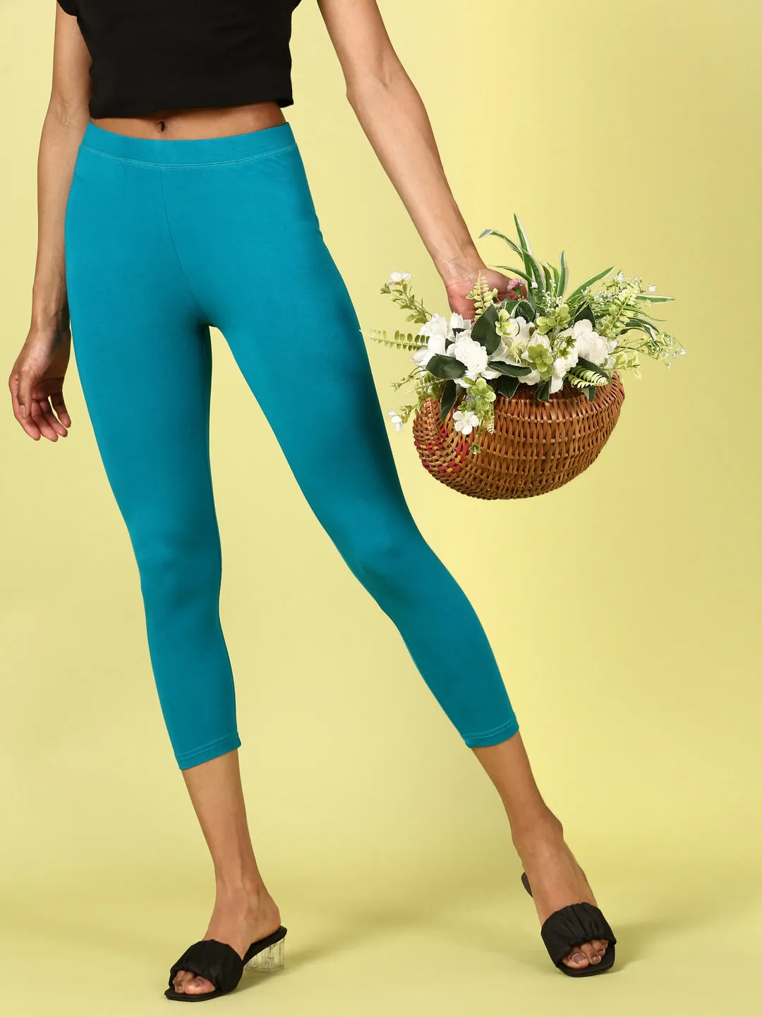 Teal Ankle-length Viscose Leggings