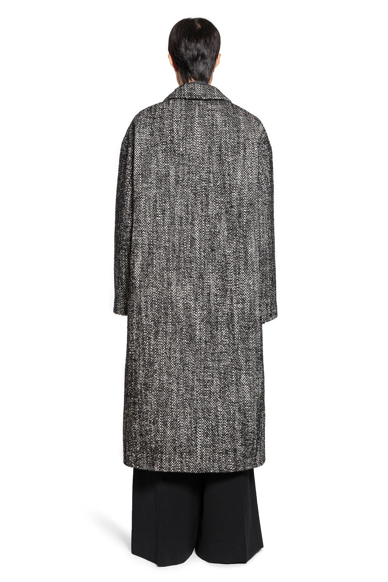 Technical chevron wool coat