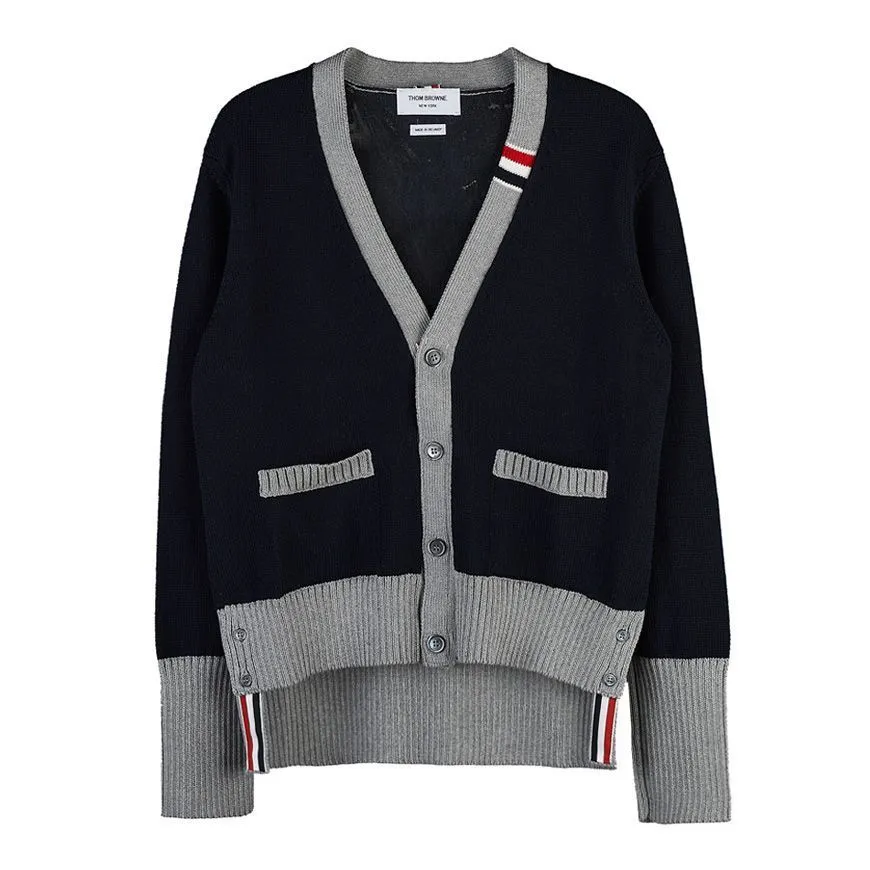 THOM BROWNE Striped Cotton Logo Cardigans for Street Style