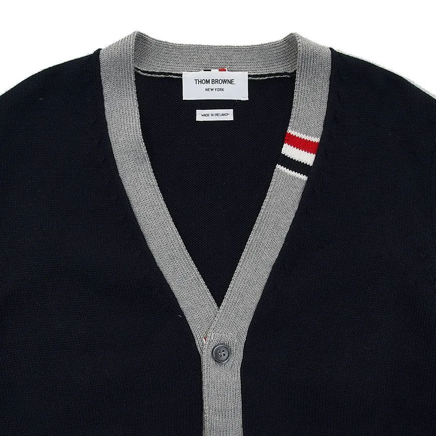 THOM BROWNE Striped Cotton Logo Cardigans for Street Style