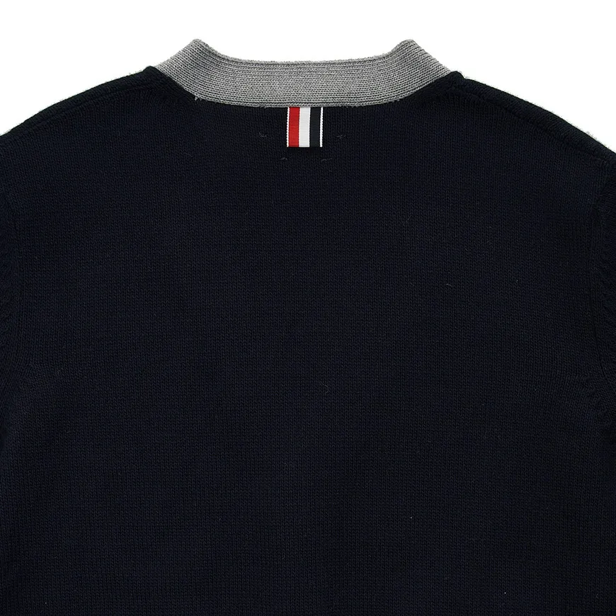 THOM BROWNE Striped Cotton Logo Cardigans for Street Style