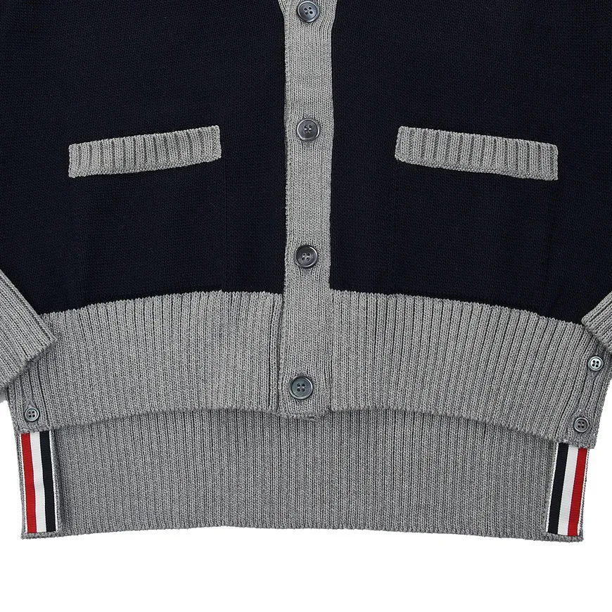 THOM BROWNE Striped Cotton Logo Cardigans for Street Style