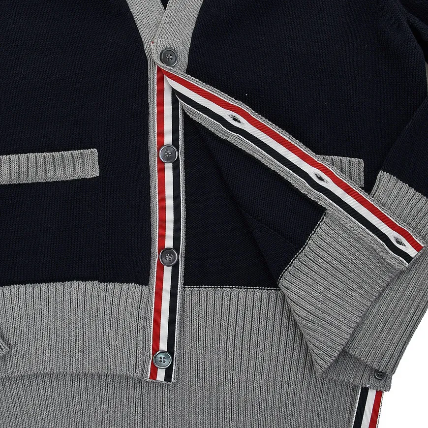 THOM BROWNE Striped Cotton Logo Cardigans for Street Style