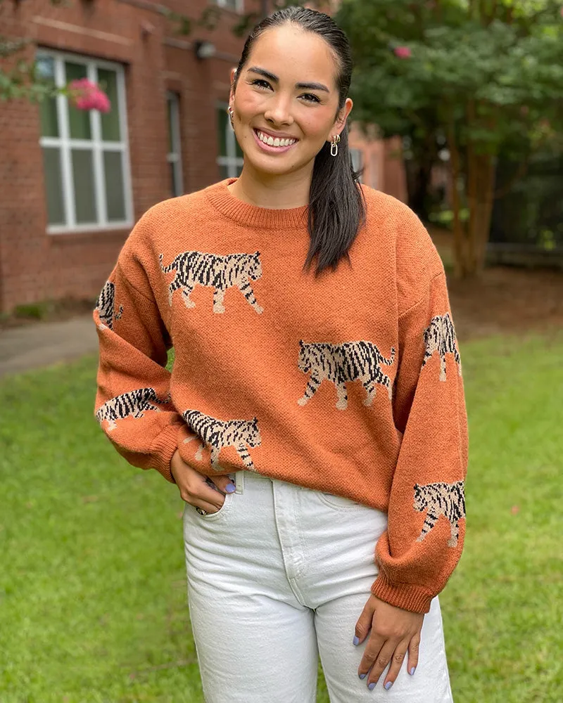 Tiger Walk Sweater - Rust