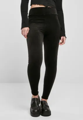 Urban Classics Ladies High Waist Rib Black Leggings - Buy Now