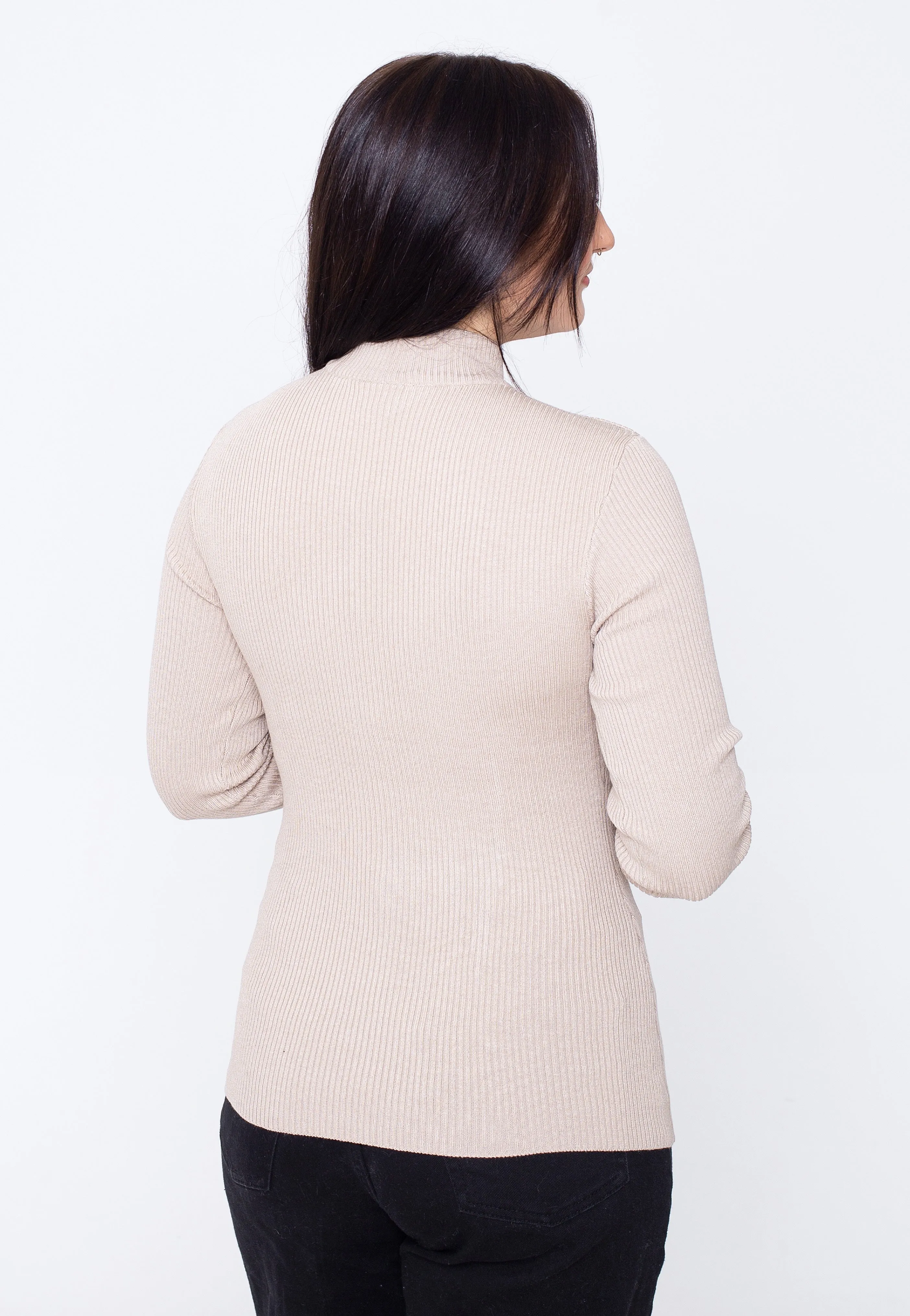 Urban Classics Light Taupe Ribbed Turtleneck Sweater - Pullover